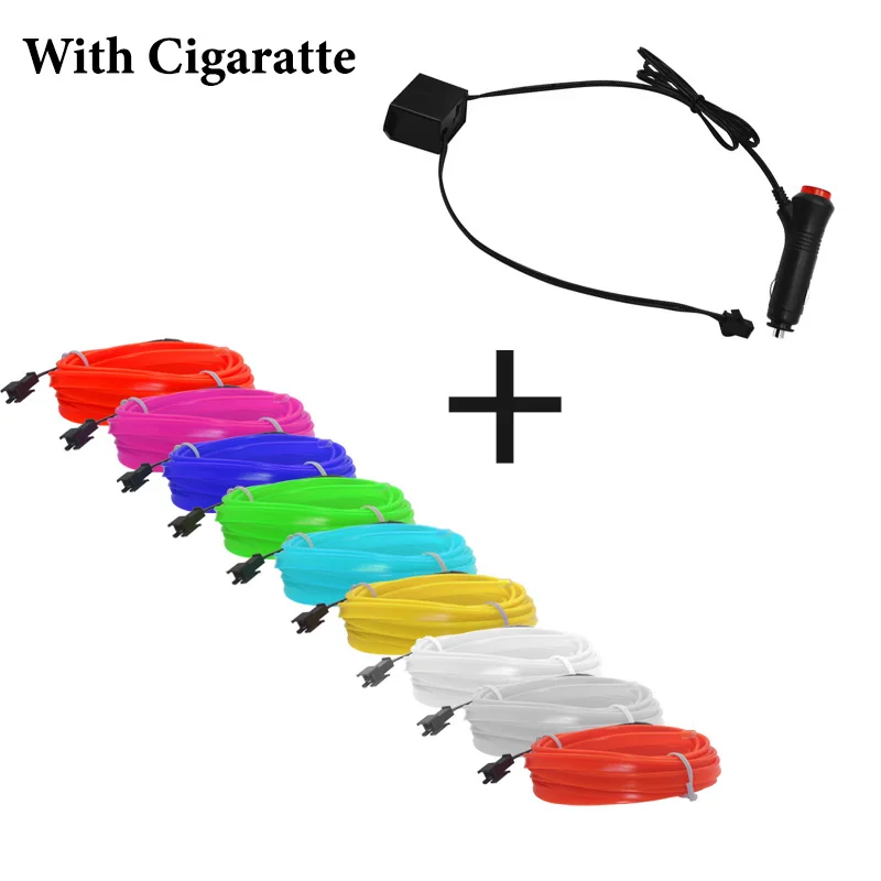 Wire with Cigarrate 12 в 1 м/2 м/3M/5 м автомобильная светодиодная лента неоновые вечерние украшения светильник для велосипеда танцевальная лампа 12 В водонепроницаемые USB полосы - Цвет: Wire with Cigarrate