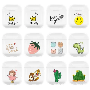 

Pink Smile Strawberry Hard PC Crystal Cover For Airpods Cases Transparent Cactus Earphone Case For Apple Air Pods Headphone Boxs