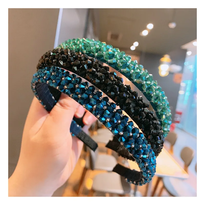 Handmade Beaded Hairband Hair Hoops Women Wide 4 Rows Crystal Sweet Headband Party Headwear Wedding Hair Accessories Jewelry jewelry accessories hair accessory hair headdress bridal headwear