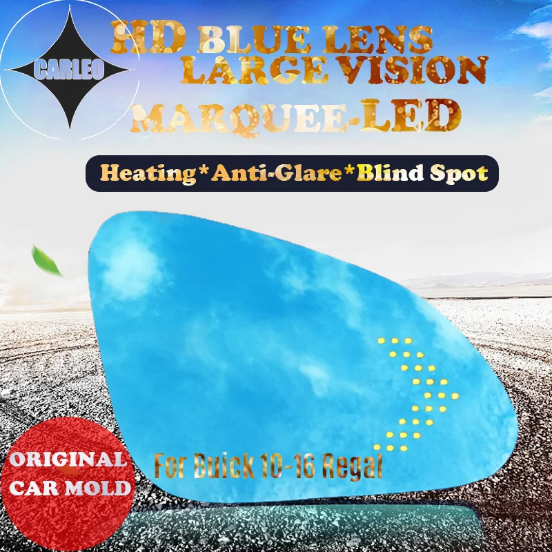 

1 Pair Car Side View Mirror Lens for Buick Regal 2010-2016 Blue Glass HD Large view With Heating Blind Spot Warning Marquee LED