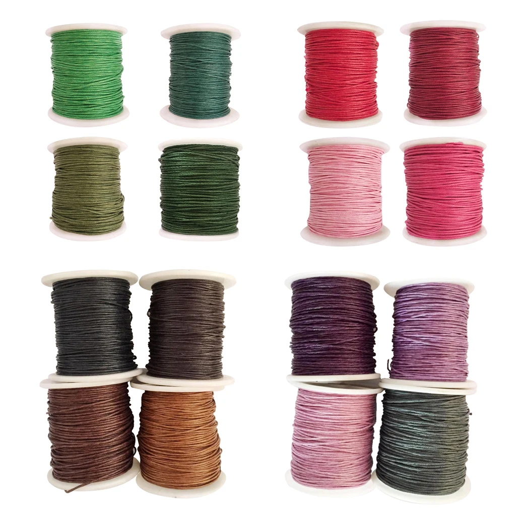 1mm x 80m Jewelry Making Crafting Beading Macrame Waxed Cotton Cord Thread (16 Colors Rolls Pack)