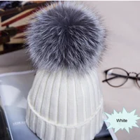 WZCX Thicken Stripe Girl Pompom Hat Keep Warm Fashion New Outdoor Solid Color Fake Fur Casual Women Beanie Winter Hat 2