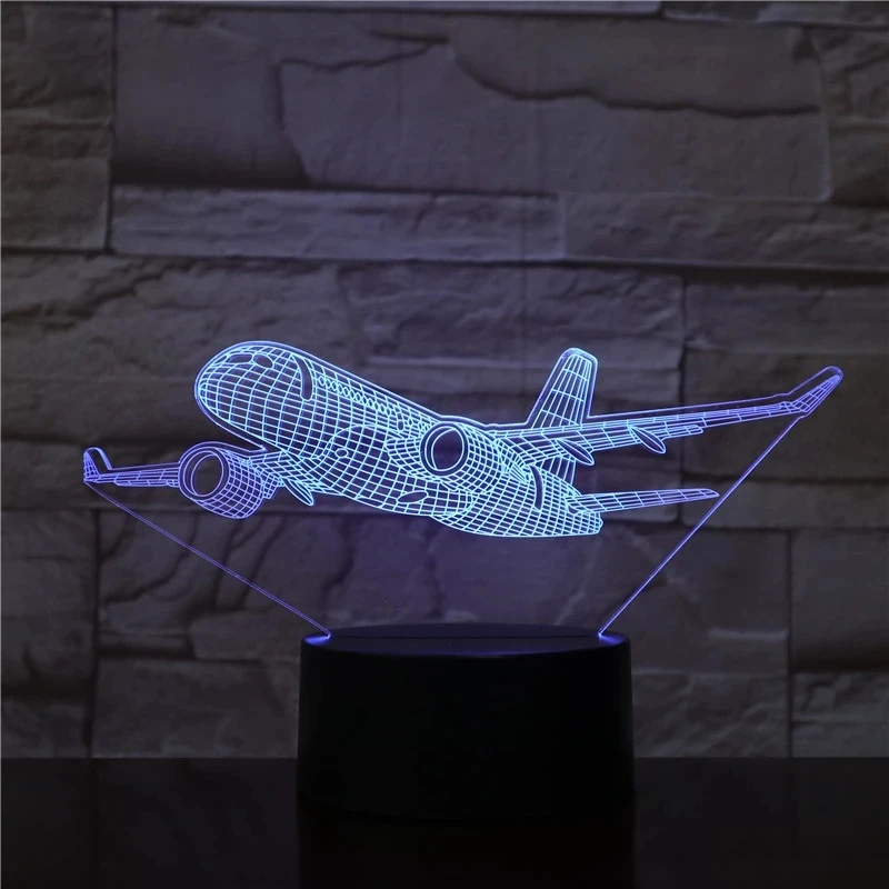 Boeing airliner aircarft транспорт самолет 3D лампа 7 цветов Светодиодные ночные лампы для детей сенсорный Led Usb настольная лампа детский ночник - Испускаемый цвет: 7 Colors Changeable