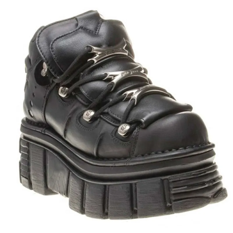 Muffins-Botas de suela gruesa para chica, zapatos góticos punk negros, botas de metal para bicicleta, zapatos mujer tobillo, 2020
