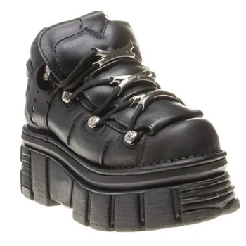 melhor 2020 Muffin Grosso-sola Martin Boot Menina Goth Sapato Punk Preto Tornozelo Bota Menina De Metal Bicicleta Bota Menina E Tornozelo Sapatos Mulher
