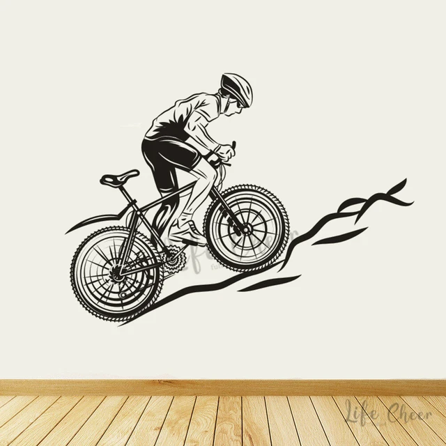 Pegatinas de pared de ciclismo de montaña, calcomanía artística de vinilo  para deportes de carreras de bicicletas, póster de pared de bicicleta de  montaña, decoración de Arte de vinilo AZ1029 - AliExpress