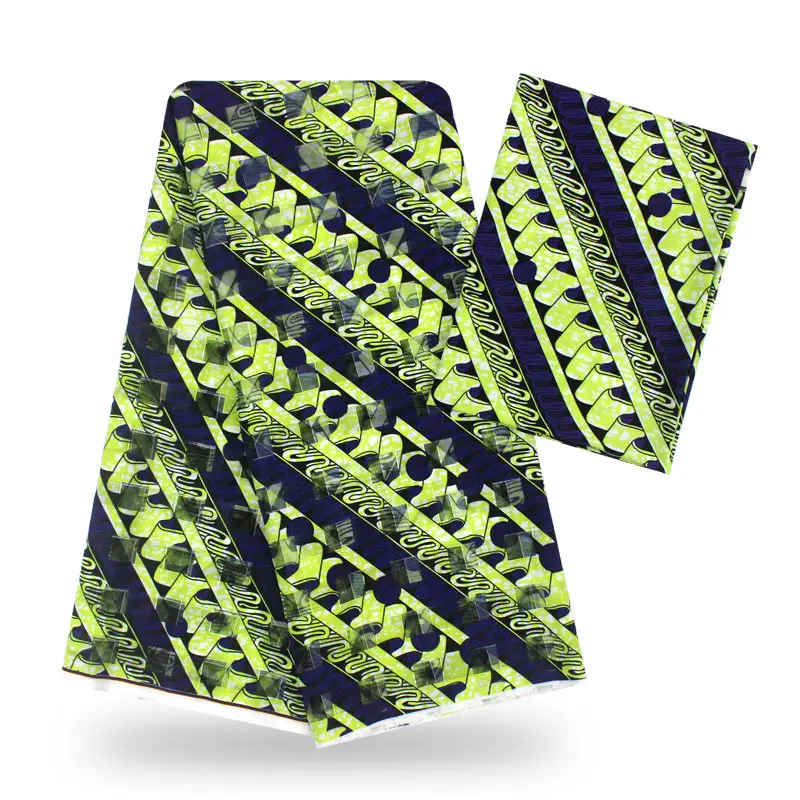 Новинка, Высококачественная цифровая шелковая ткань органза, 3 ярда+ 3 ярда шифона, Анкара, африканская ткань с принтом, атласная шелковая ткань