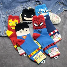 Новые хлопковые носки Kawaii для мальчиков-подростков, мультяшный супергерой детские летние высокие носки до щиколотки Носки с рисунком Человека-паука для девочек силиконовые Нескользящие носки