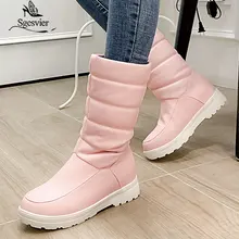 Sgesvier/ г.; Новое поступление; модные зимние ботинки; простая обувь на плоской подошве с круглым носком; женские ботинки; 3 цвета; сапоги до середины икры; большие размеры