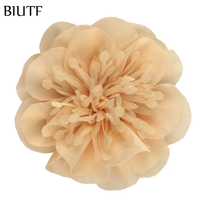 5pcs/lot 3.6'' Chiffon Flower with Stamen 9cm Bright color Headwear Flower Kids Lovely Hair Accessories TH298 - Цвет: 8-peach