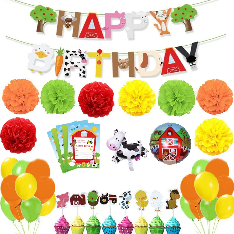 73pcs Farm Party Balloon Kit Decorations Cow Birthday Supplies Baby Shower Barnyarnd Sheep Pig Balloons Set Farmland Golobs Ballons Accessories Aliexpress
