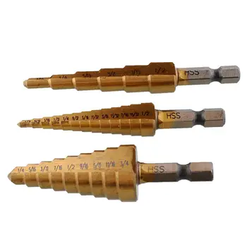 

New Useful Pratical 3Pcs HSS Cone Drill Titanium Bit Set Tools Cutter DIY