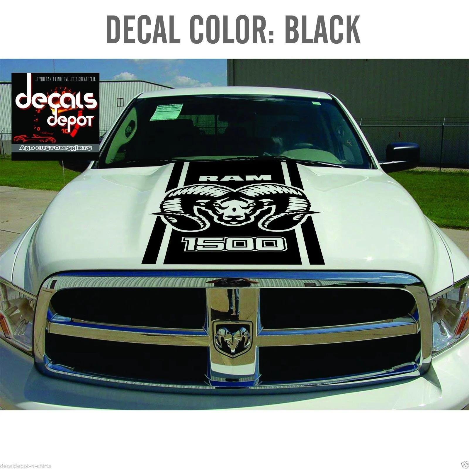 Наклейка на капот виниловые полосы для DODGE Ram Hemi 1500, 2500HD, 3500HD Rebel SRT