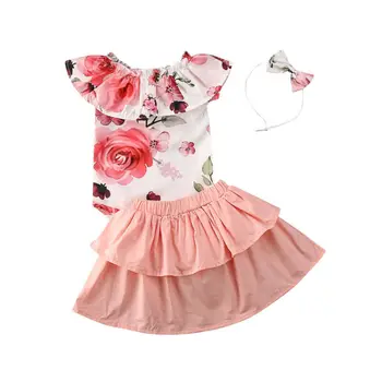 

Newborn Baby Girl Clothes Ruffle Off Shoulder Romper Jumpsuit Floral Bodysuit Dress Outfit Newborn Clothing Set Girls Costume