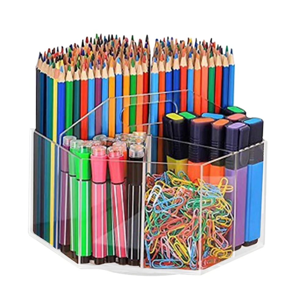 Bureau-organizer - 360° draaibare pennenhouder, 8 vakken voor stiften - Crèmekleurig
