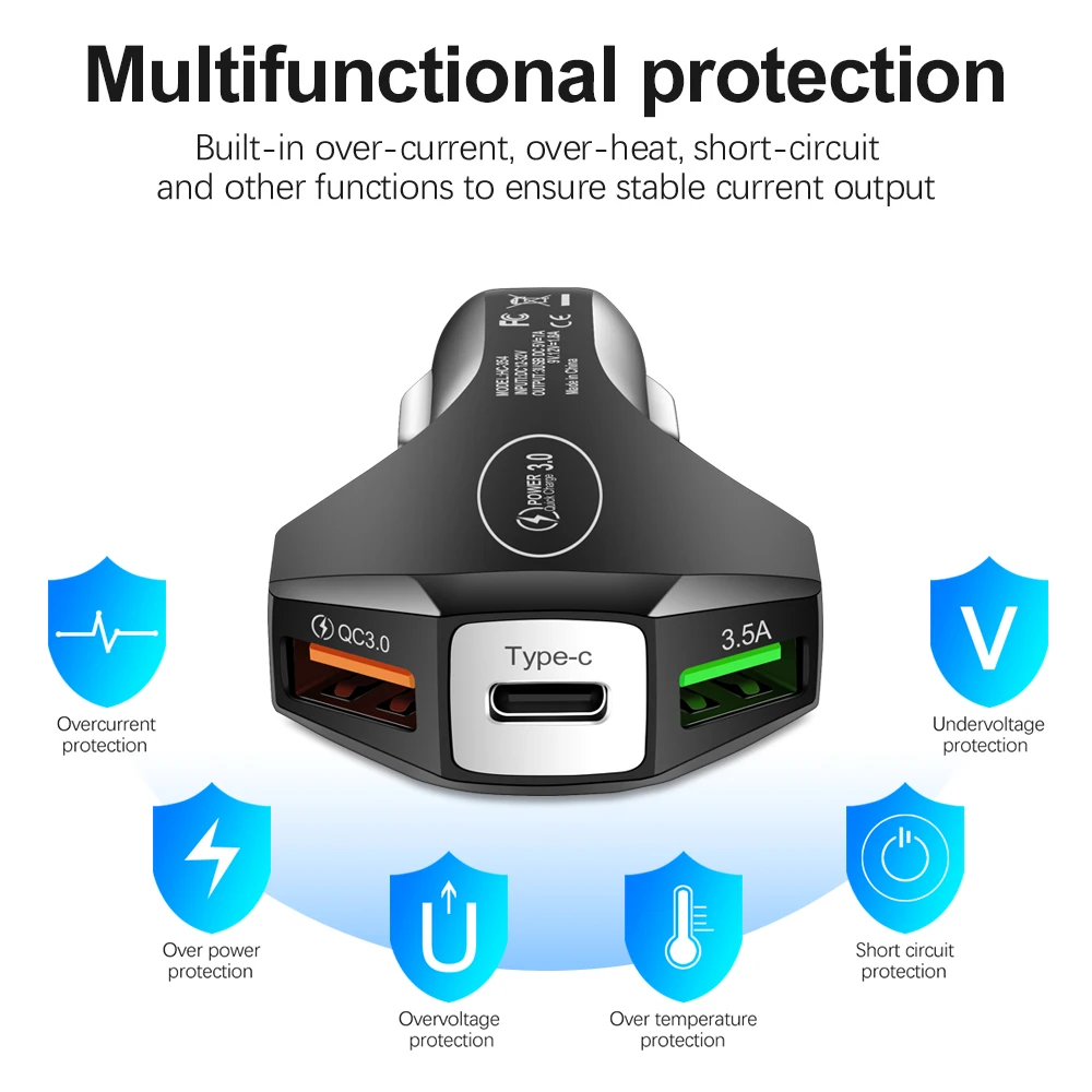 7A avtomobilski polnilec USB Type C PD Fast Charger Quick Charge 3.0 za iPhone 13 Samsung Xiaomi Huawei Polnilnik za avto polnjenje mobilnih telefonov_voghion.com