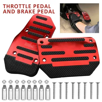 

Throttle Pedal and Brake Pedal Universal Red Non-Slip Automatic Gas Brake Foot Aluminum Alloy Pedal Pad Cover Car Accessories