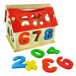 Маленький с цифрами дом разборки Acumen усадьбы понимание в форме цифр соответствия детей деревянный раннего образования