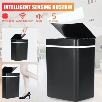 

15L Induction Automatic Touchless Smart Infrared Motion Sensor Rubbish Waste Bin Kitchen Trash Can Garbage Bins for Home Car