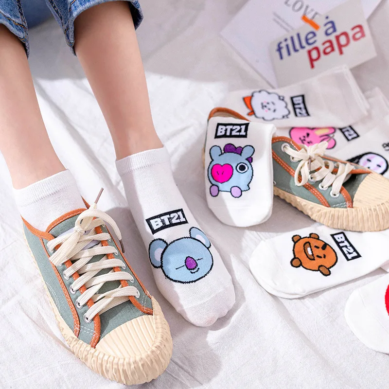 Woman socks white  cartoon Women's cotton cute Japanese style Anime Invisible ankle short panda with pattern fashion Funny socks