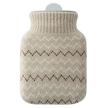

Heating Bottle Environmental Silicone Hot Water Bag with Knit Cover, Christmas, Valentine's Day, Gift Exchange Party (Gray)
