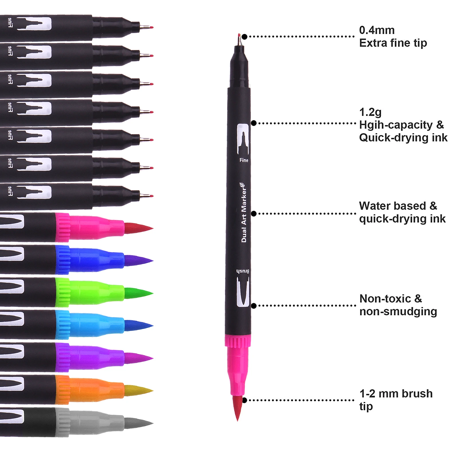 Marker Pens Double-sided Colour Set With Carrying Bag Tip Fine Brush For  Sketching, Drawing, And Illustrating - Art Markers - AliExpress