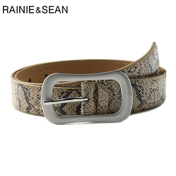 

RAINIE SEAN Snakeskin Print Belt for Woman Pin Buckle Women Belt Pu Leather Ladies Waist Belt for Jeans Accessories
