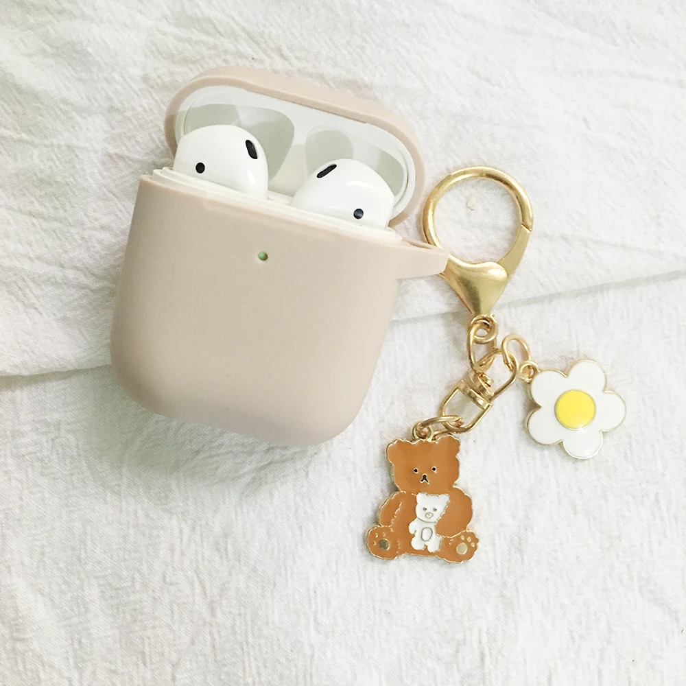 Cute Cartoon Silicone Earphone Case Protective Cover Keychain For Apple AirPods
