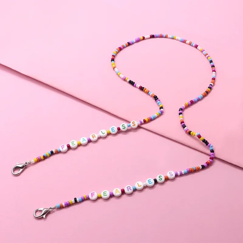 2021 Fashion Sunglasses Mask Holder Lanyard Letter Love Colorful Beaded Glasses Chain Neck Strap Jewelry for Students Children