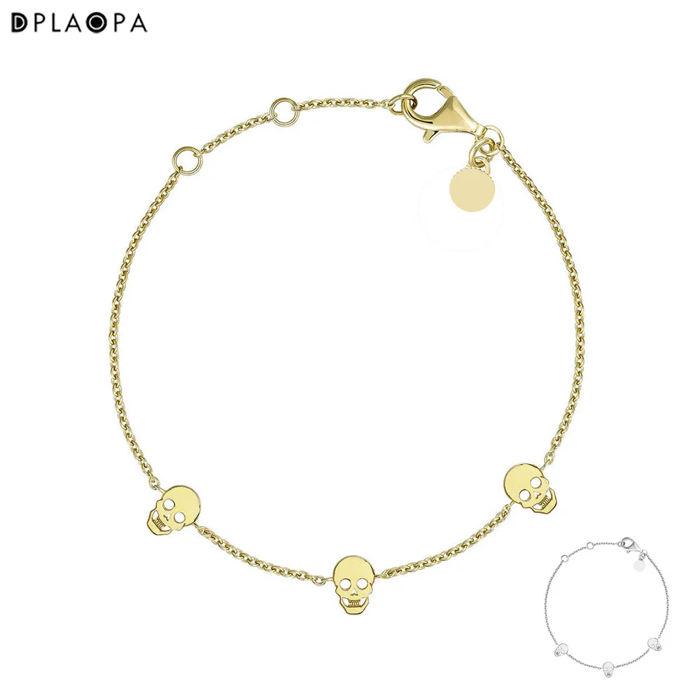DPLAOPA серебро 925 пробы Pulsera Calaveras Plata позолоченный серебряный браслет цепочка