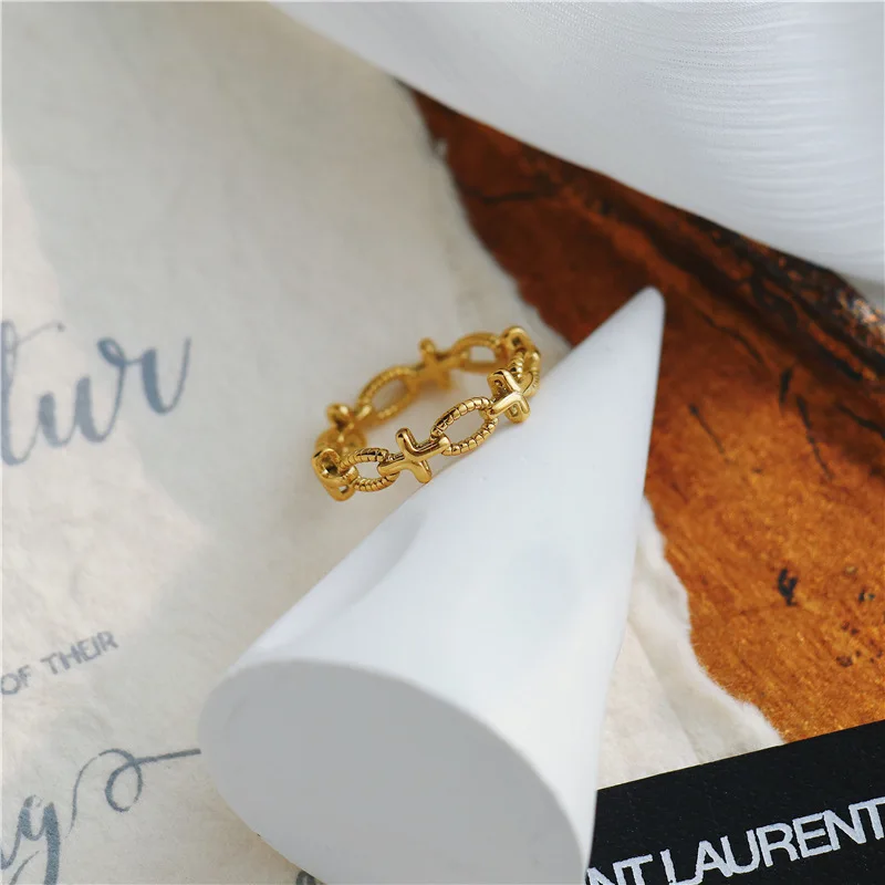 Waterproof Hollow Out Cross Woman Royal Stainless Steel Fashion Personality 18k Gold Couple Baroque Christmas Rings cross rings fashion rings couple rings gold rings fashion ring stainless steel rings finger rings metal rings
