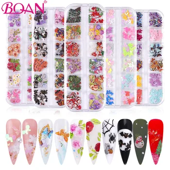

BQAN Nail Art Design Wood Pulp Chips Nail Ornaments Xmas Halloween Mixed Decoration DIY Christmas Manicure Accessories