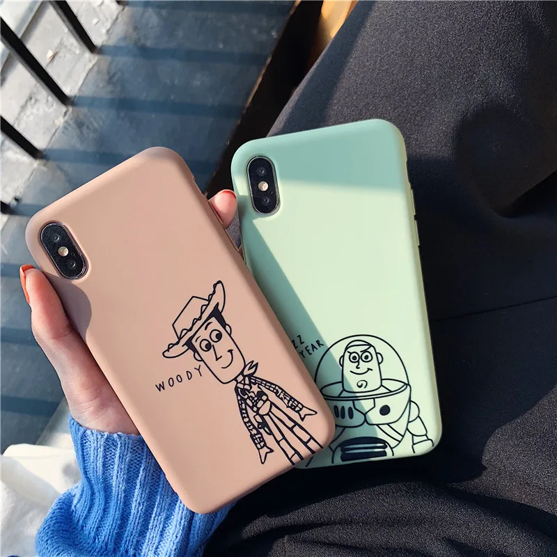 

For iPhone 6S 6 S 7 8 Plus Case Silicone Cute Cartoon Toy Story Buzz Lightyear Woody Case For iPhone X XS MAX XR Soft TPU Cover