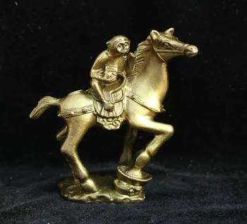 

Chinese Folk Fengshui Brass Yuanbao Wealth Monkey 12 Zodiac Year Horse Statue