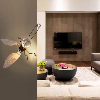 

Post-modern Fly Wall Lamp Creative Designer Lamps Bedside Living Room Model Bedroom American Wall Decoration Fly Wall Lamp Iron