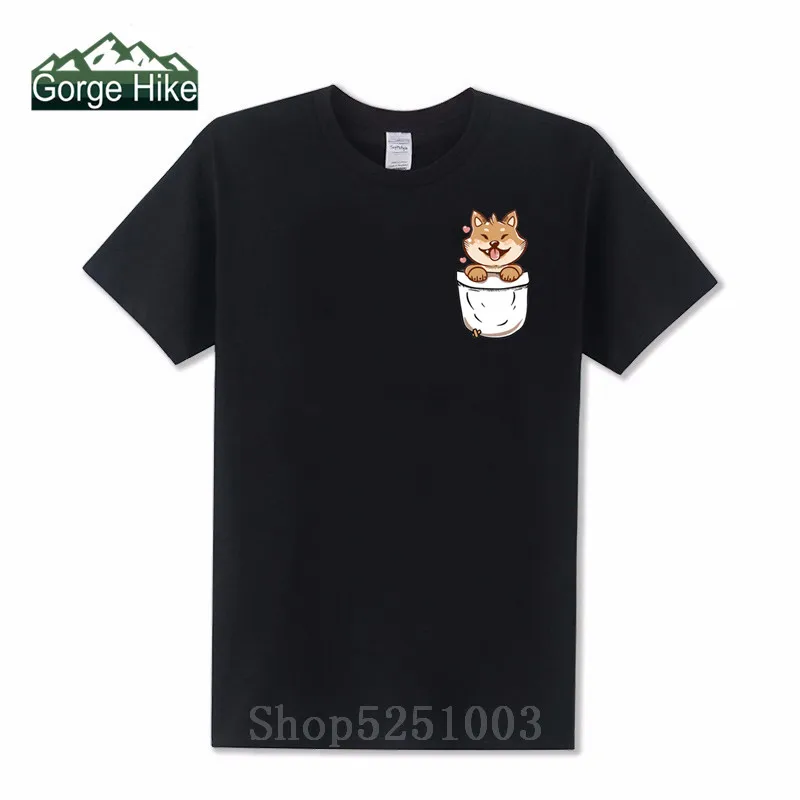Hot Sale Fashion Funny Dogezilla Pocket design T-Shirt | DOGE Shiba Inu Dog Tees Men Cute Animal Pet Tshirt Harajuku Streetwear camisas
