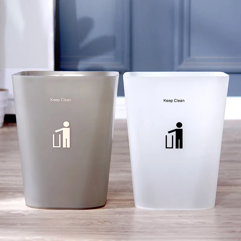 

Dustbin Living Room Bathroom Kitchen Office Waste Paper Basket Lidless Square Plastic Environmental Protection no Noise