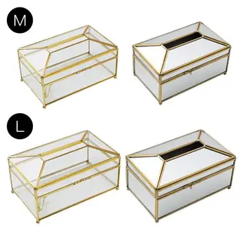 

Home Glass Anti-moisture Rectangular Tissue Box Paper Dispenser European Tissue Napkin Case Household Office Holder Table Decor