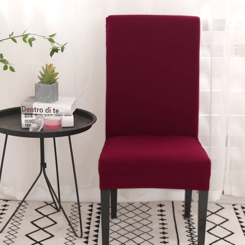 Обеденный Свадебный компьютерный стул чехлы спандекс со спинкой сиденья растягивающиеся съемные накладки кухонные чехлы на стулья для банкета - Цвет: Wine Red