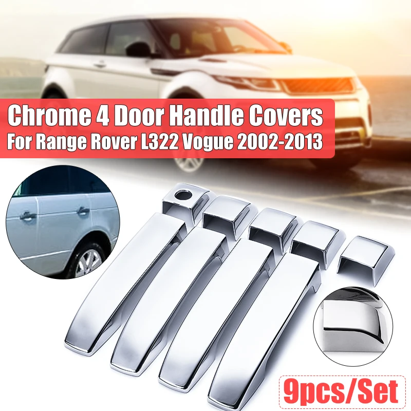 9 шт Матовый Черный дверные ручки крышки Накладка для Land Rover Range Rover L322 2002 2003 2004 2005 2006 2007 2008 2009 2010 2011 2012 - Цвет: 9pcs chrome