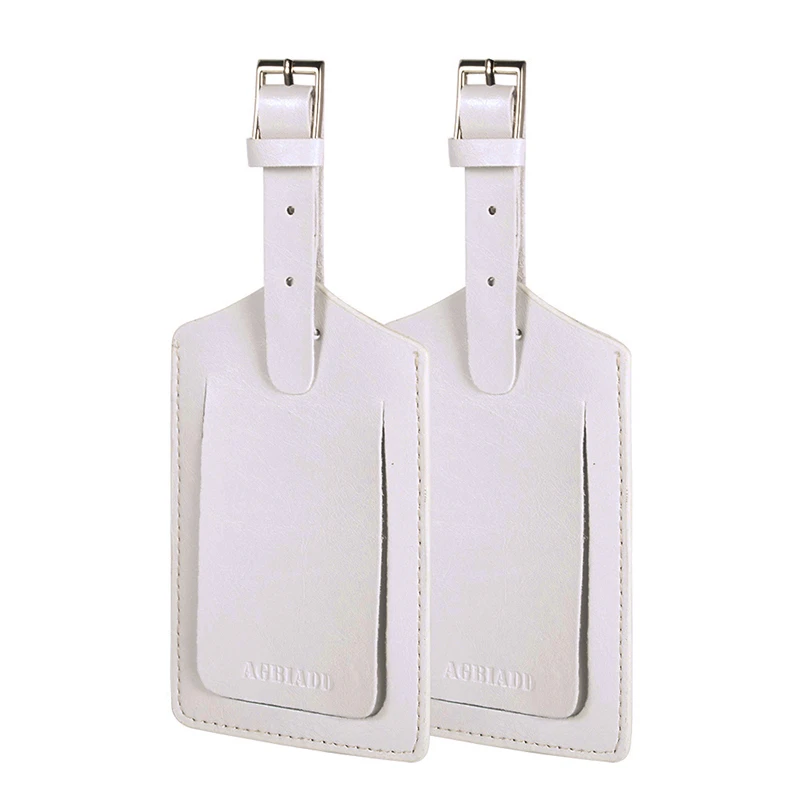 White 2pcs Бирки для багажа, кожаные бирки для сумок, унисекс, 718-40, аксессуары для путешествий, чемодан, ID адрес, держатель, бирка для багажа, переносная этикетка - Цвет: White 2pcs