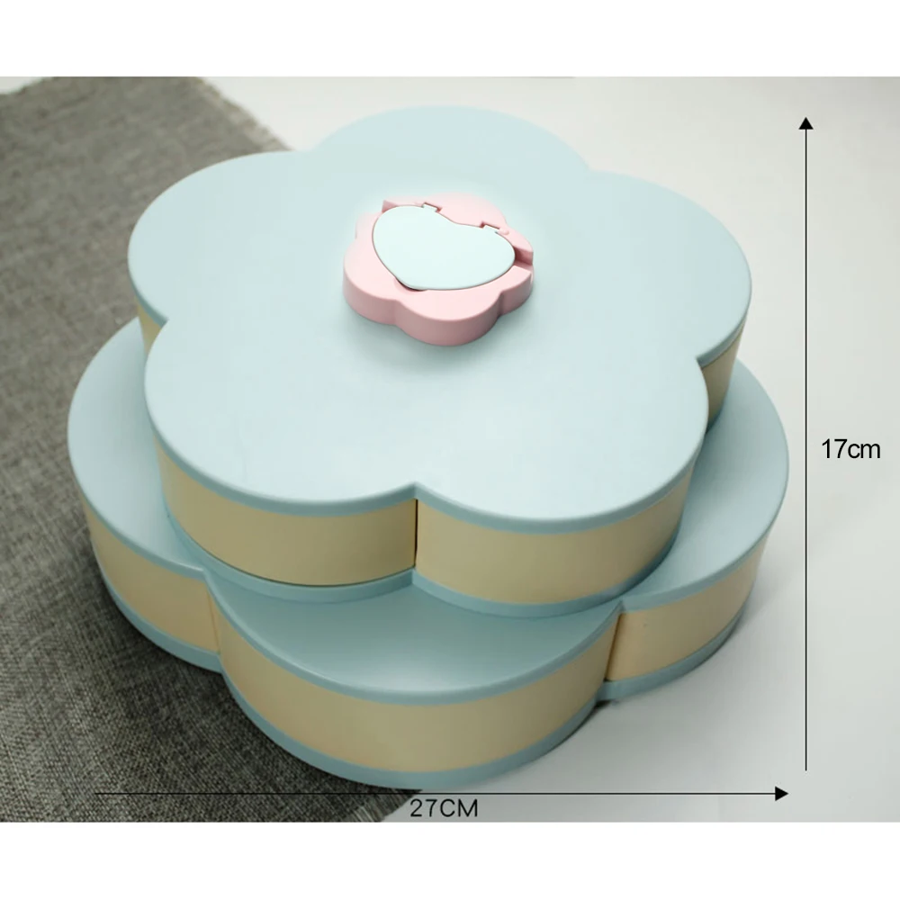 Двухслойный контейнер для закусок конфетные тарелки вращающийся в виде лепестков поднос для закусок сушеная тарелка-контейнер для фруктов Органайзер с держателем для мобильного телефона