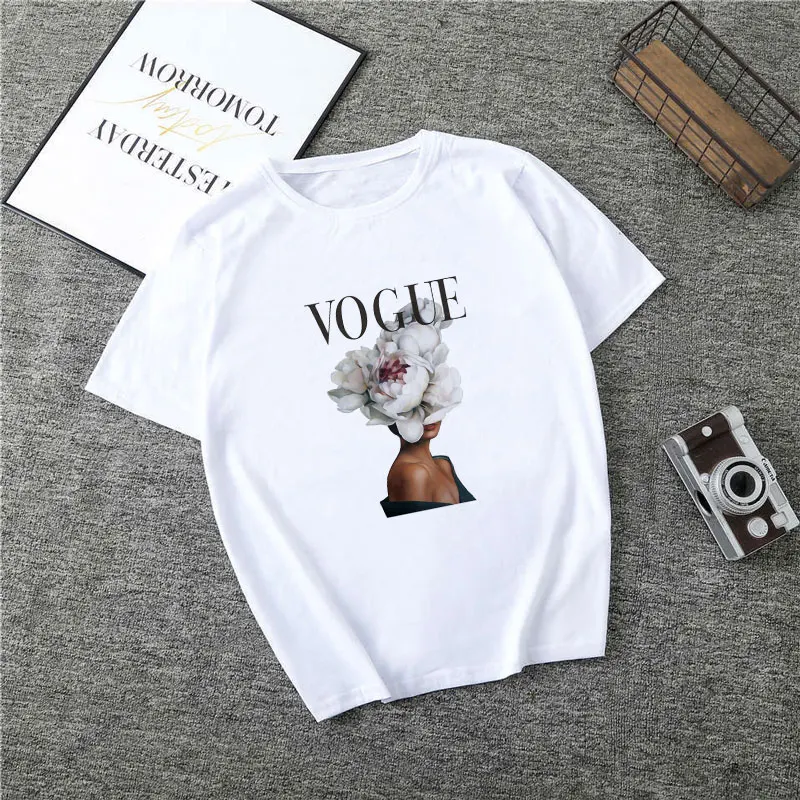 Poleras Mujer De Moda летняя футболка Женская Vogue с буквенным принтом Vogue Harajuku футболка плюс размер панк Футболка Camiseta Mujer - Цвет: 1864