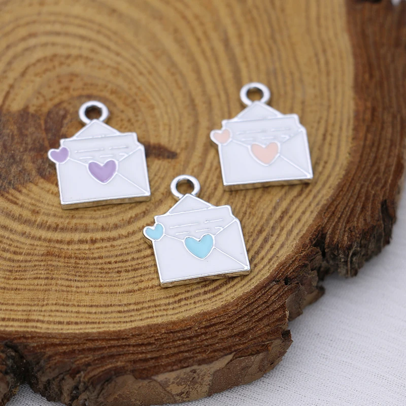 

10PCS Gold Color Enamel Love Email Charm Pendant Jewelry Making Bracelet Necklace Earrings DIY Earrings Accessories