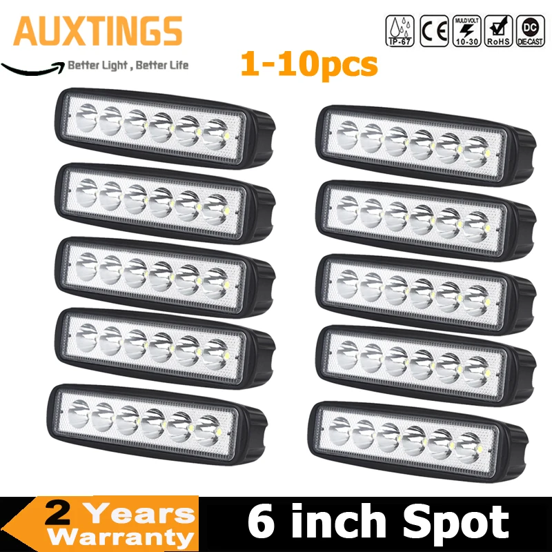 

1~10pcs 6inch 18W Driving Fog Offroad LED Work Car Light 12V LED Universal Car 4WD Spot Beams Work Light Bar For UAZ Jeep Moto