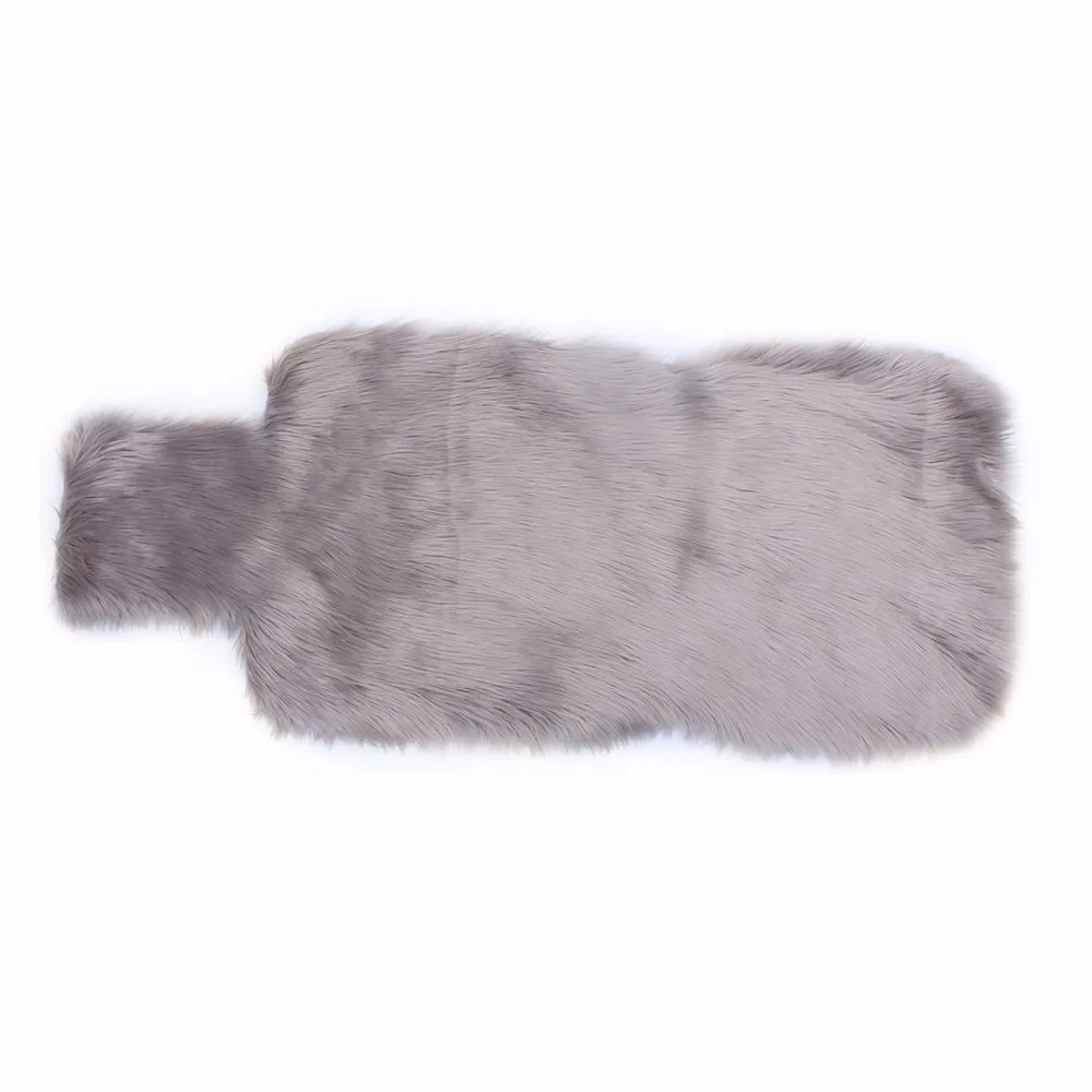 1PC Front Car Seat Covers Sheepskin Chair Seat Protector Support Mat Universal Winter Plush Car Warm Seat Cover Auto Accessories - Название цвета: Gray