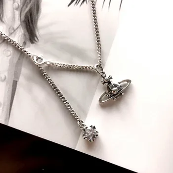 

New 2021 Fashion Sweet Universe Planet Star Pendant Necklaces Silver Color Clavicle Chain Necklace For Women Gift dropshopping