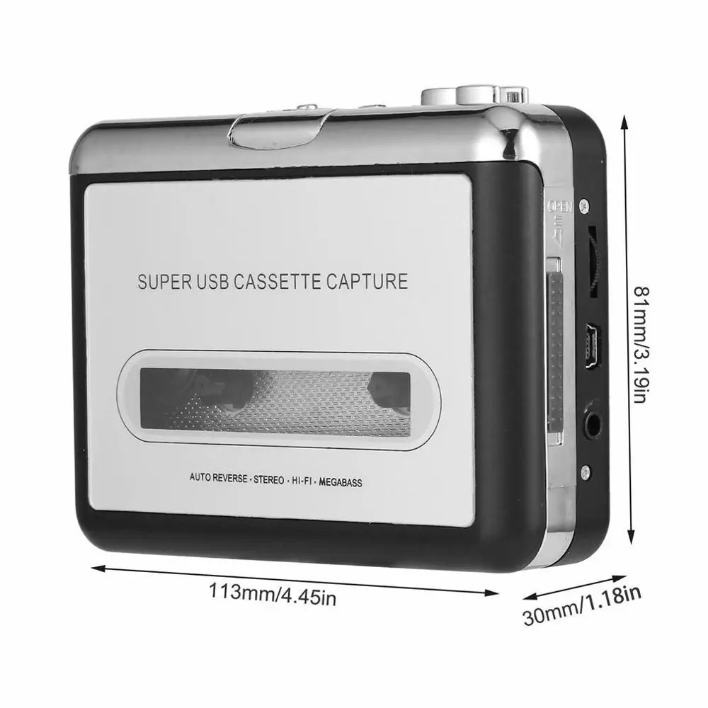 USB2.0 Portable Tape to PC Super Cassette to MP3 Audio Music CD Digital Player Converter Capture Recorder + Headphones