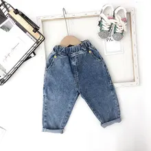 Комплекты для мальчиков джинсовые брюки осенняя одежда стиль корейско-Стиль От 1 до 3 лет повседневные штаны для младенца; сезон весна-осень; детская W