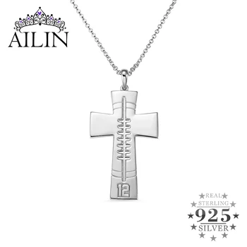 

AILIN Cross Pendant Sport Football Necklace Double Sides Customized Number Words Necklace Men Custom Jewelry Solid 925 Silver